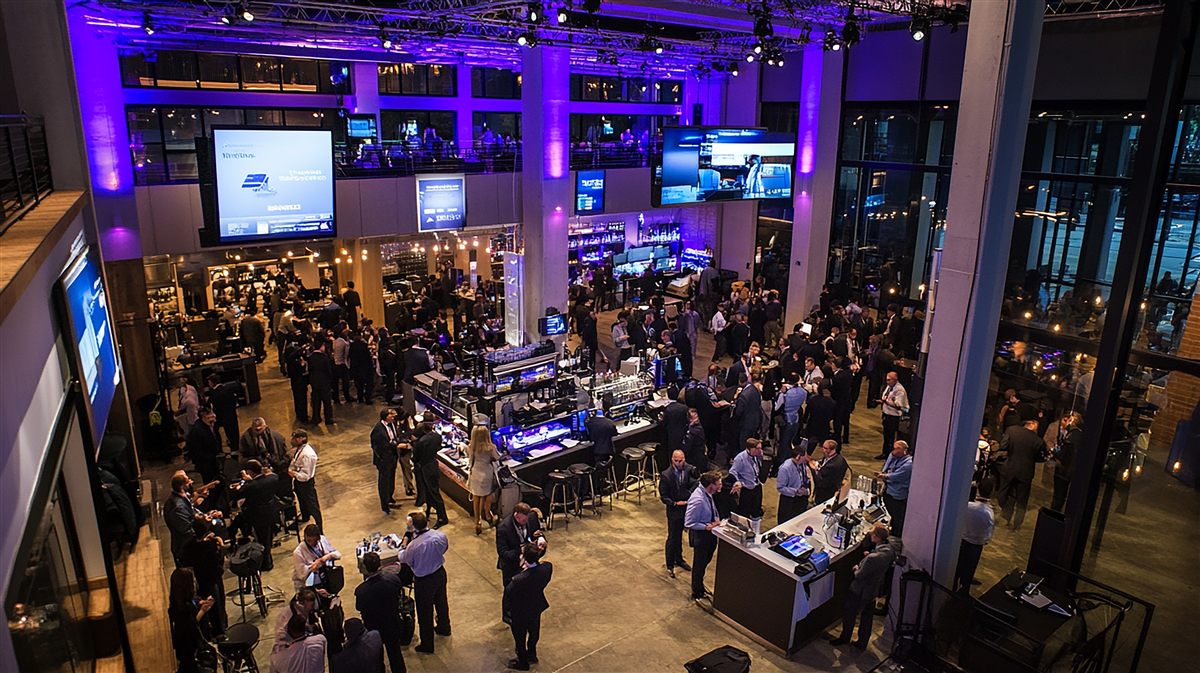 Large group event with interactive screens