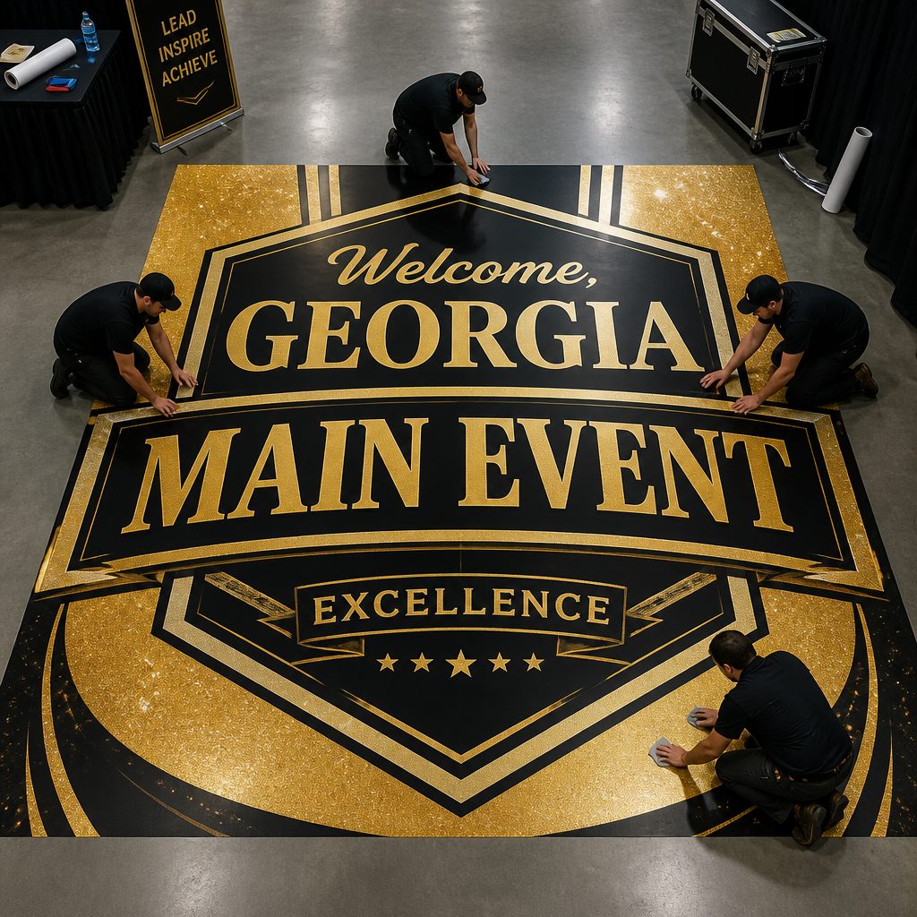 Custom vinyl floor graphics installation — B Floored Solutions
